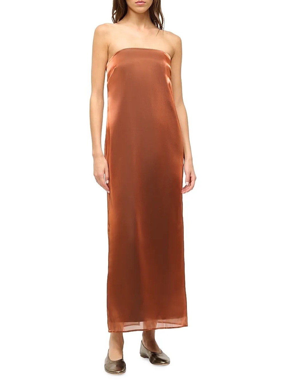 STAUD Casey Dress in Cacao Satin
